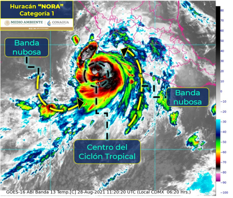 HURACÁN «NORA» CATEGORÍA 1 FRENTE A COSTAS DE JALISCO Y COLIMA