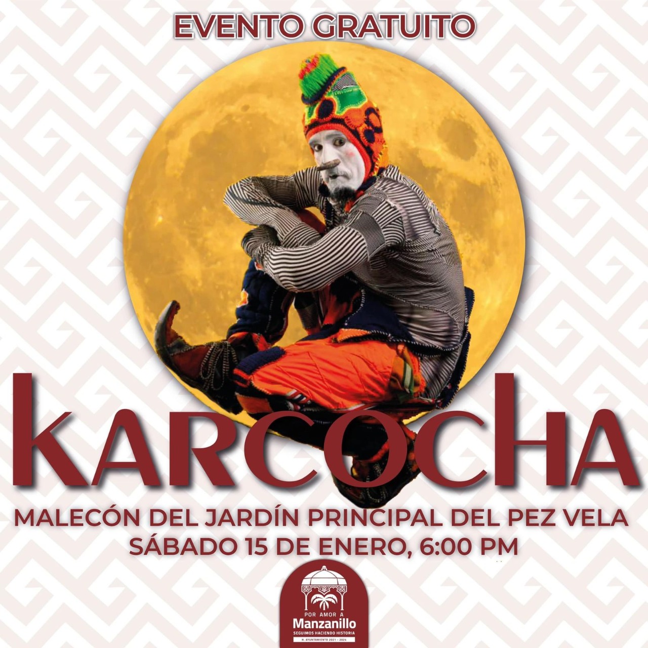 Este sábado, Manzanillo recibe a “Karcocha”el arlequín chileno que ha recorrido el mundo