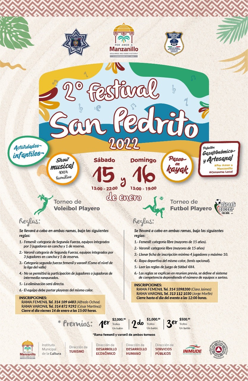 Ayuntamiento de Manzanillo programa para el fin de semana el Segundo Festival San Pedrito