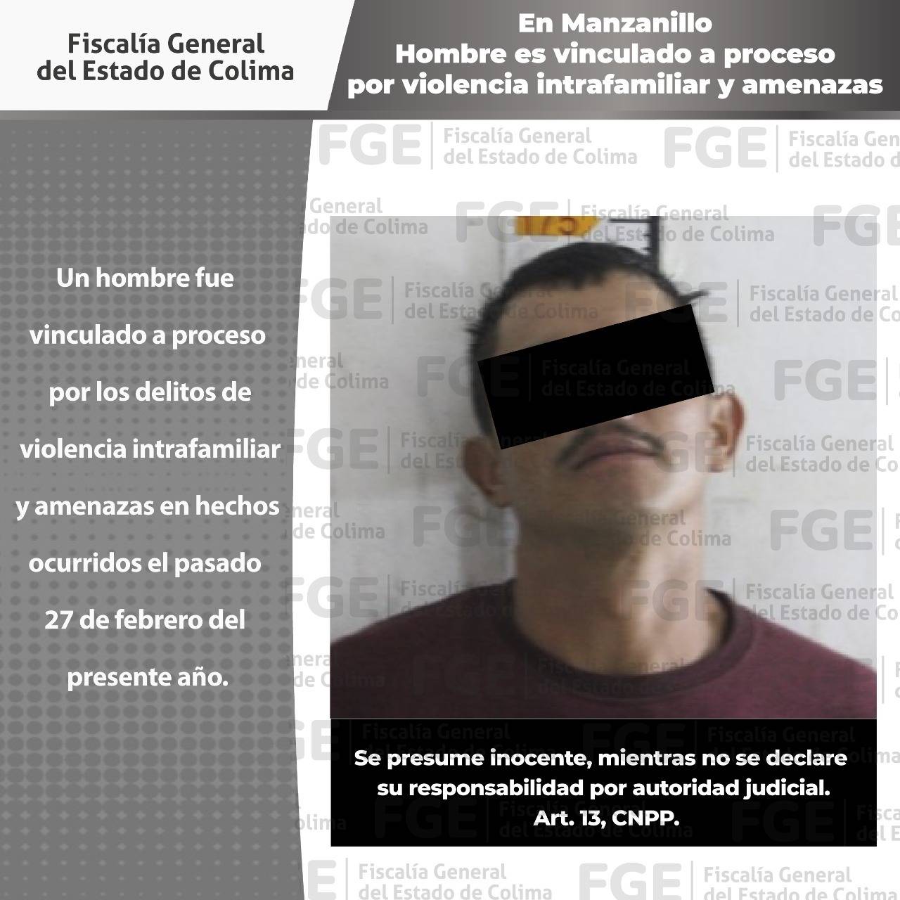 En Manzanillo Hombre es vinculado a proceso por violencia intrafamiliar y amenazas