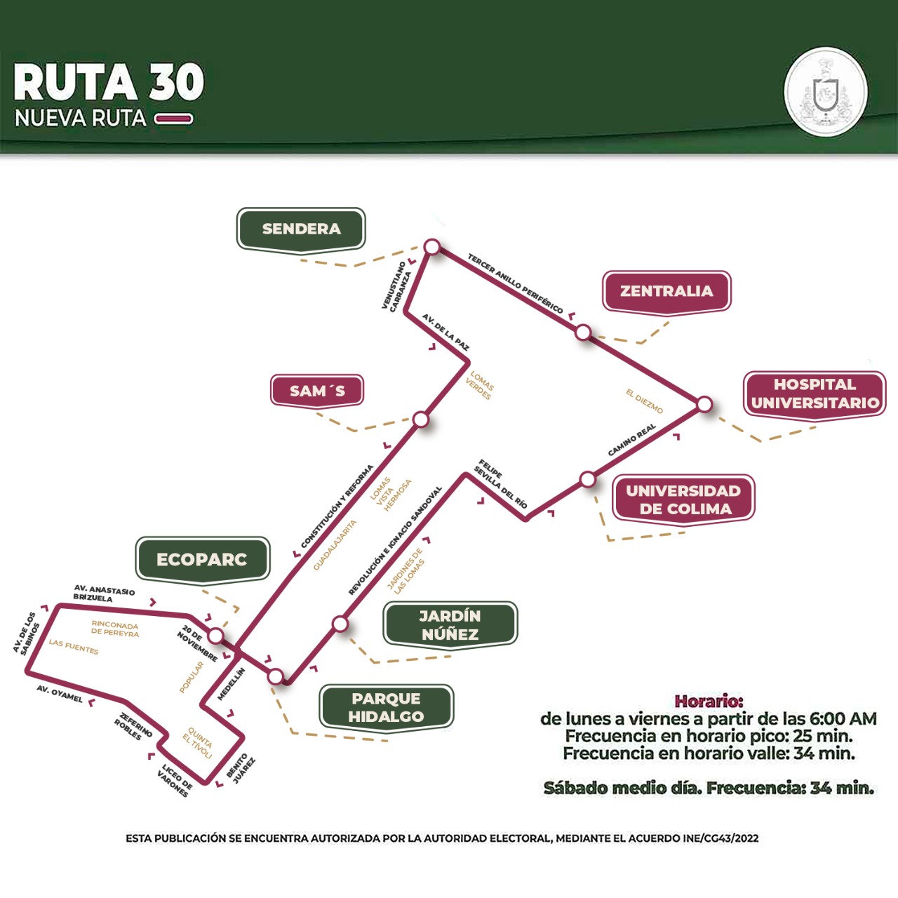 Movilidad recuerda a la población que rutas 30 y 31 conectan las zonas sur y norte de la capital colimense