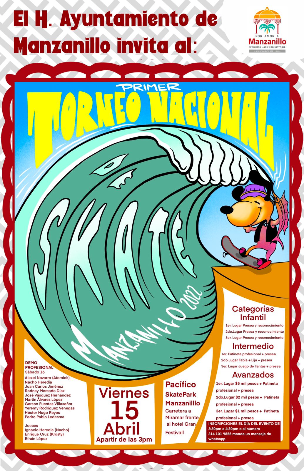 Ayuntamiento de Manzanillo invita al “Primer Torneo Nacional de Skate”