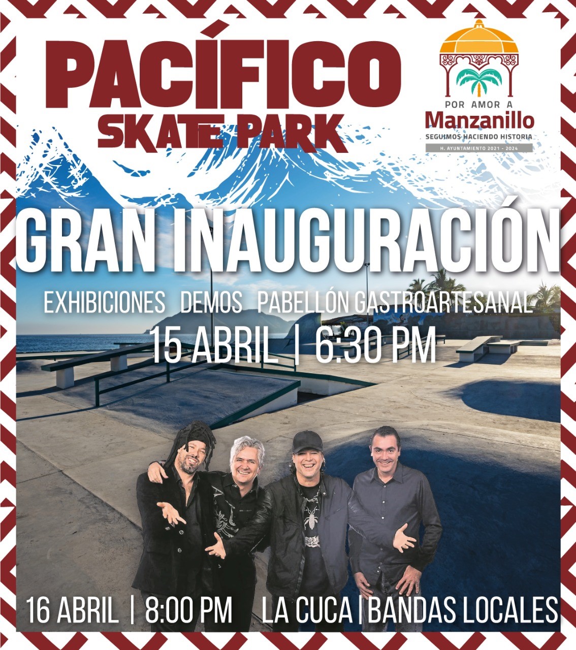 Ayuntamiento de Manzanillo inaugurará el Pacífico Skate Park este viernes, el sábado tocará La Cuca