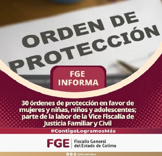 Treinta órdenes de protección en favor de mujeres y niñas, niños y adolescentes; parte de la labor de la Vice Fiscalía de Justicia Familiar y Civil