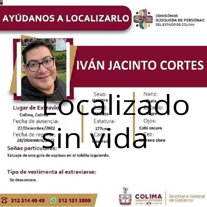 La FGE, informa hallazgo del cuerpo sin vida del Dr. Iván Jacinto en el municipio de Minatitlán