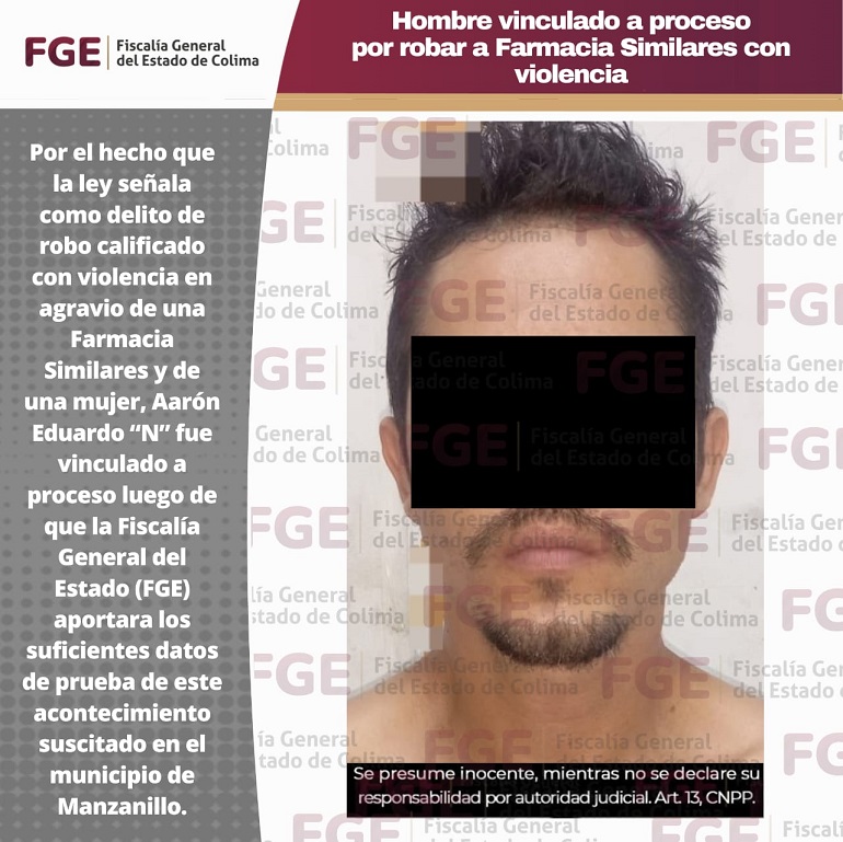 Hombre vinculado a proceso, por robar a Farmacia Similares con violencia