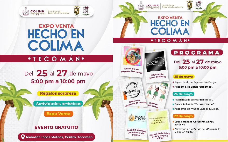 Todo listo para la Expo Venta ‘Hecho en Colima’, del 25 al 27 de mayo en Tecomán