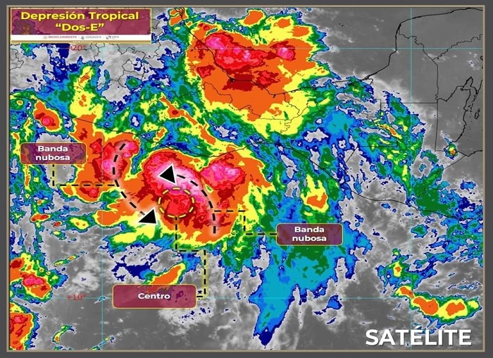 Hoy en Colima, temperatura de 30 a 35°C y probables lluvias muy fuertes con puntuales intensas