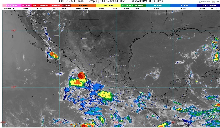 SMN pronostica hoy en Colima lluvias puntuales fuertes de hasta 50 mm