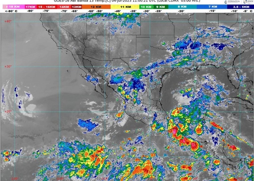 Hoy en Colima se esperan intervalos de chubascos y temperaturas de 30 a 35°C