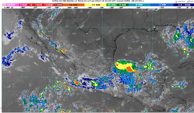 Hoy podrían registrarse chubascos en el estado de Colima