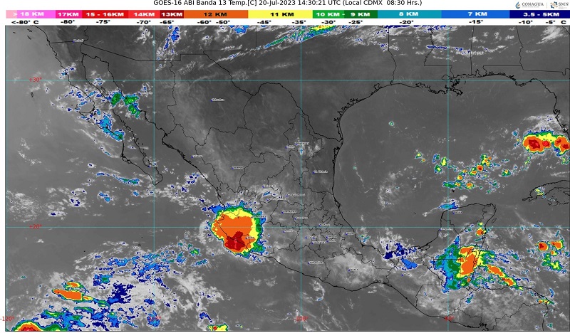 Hoy se esperan lluvias muy fuertes en Colima y en occidente de nuestro país