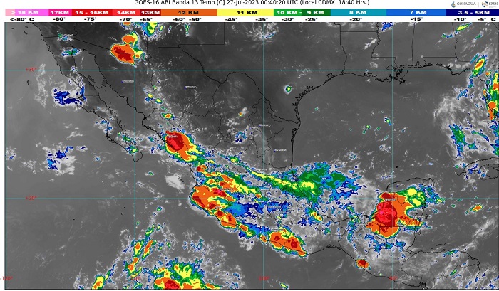 Esta noche y madrugada se esperan lluvias puntuales intensas en Colima