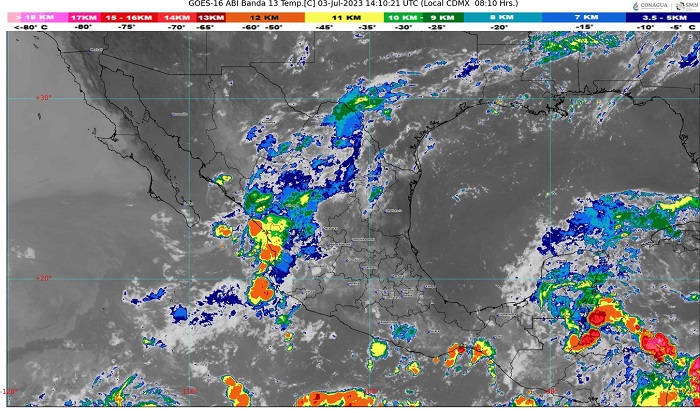 Pronostican lluvias muy fuertes para hoy en Colima; temperatura máxima oscilará de 30 a 35°C