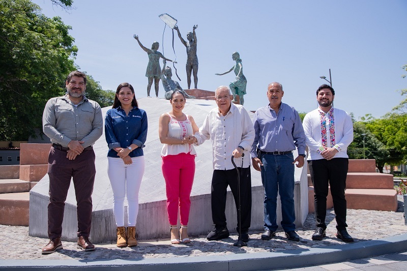 Indira devela remodelación de la escultura en Piedra Lisa; incorpora 2 niñas