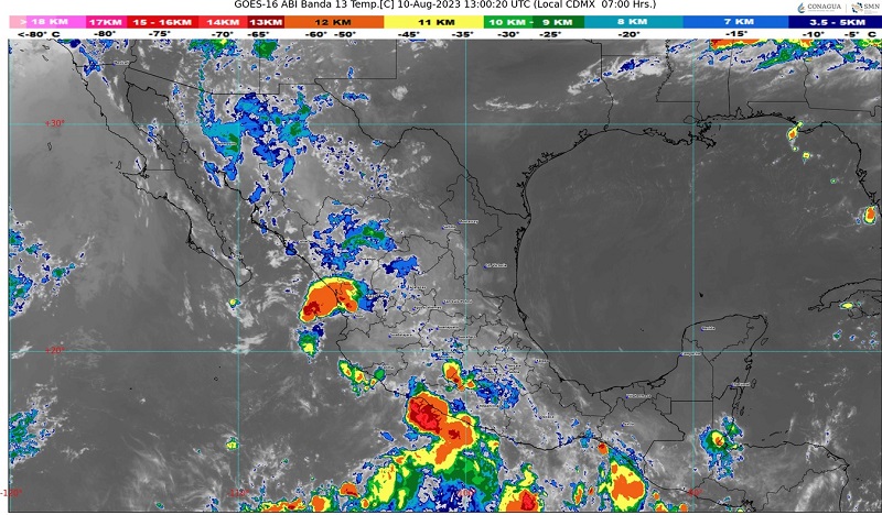 En zonas de Colima habría lluvias puntuales fuertes y temperaturas máximas de 40°C