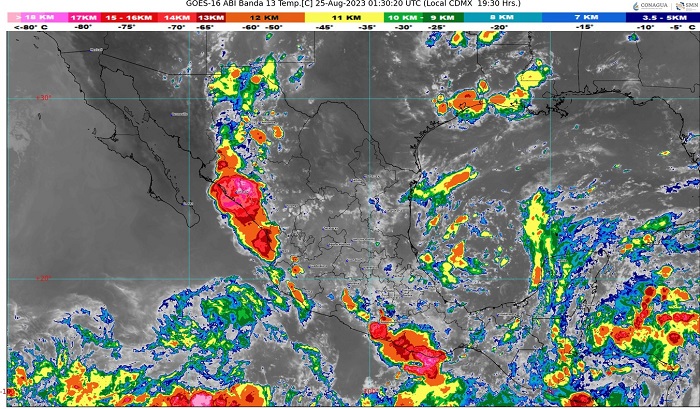 Canales de baja presión ocasionarán intervalos de chubascos en Colima, durante las próximas horas