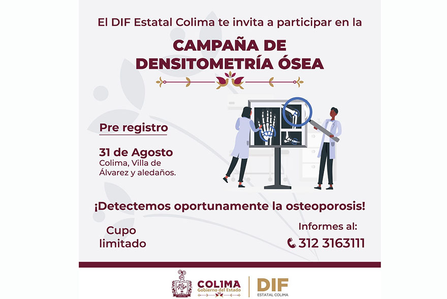 Realizará DIF Estatal Colima estudios gratuitos de Densitometría Ósea a personas de 50 años en adelante