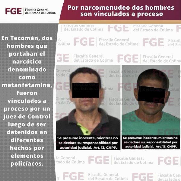 Por narcomenudeo dos hombres son vinculados a proceso