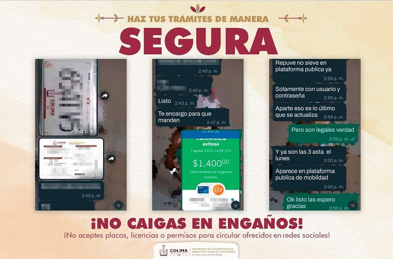 Subsemov advierte sobre fraudes en venta de placas, permisos y licencias de conducir por medio de redes sociales
