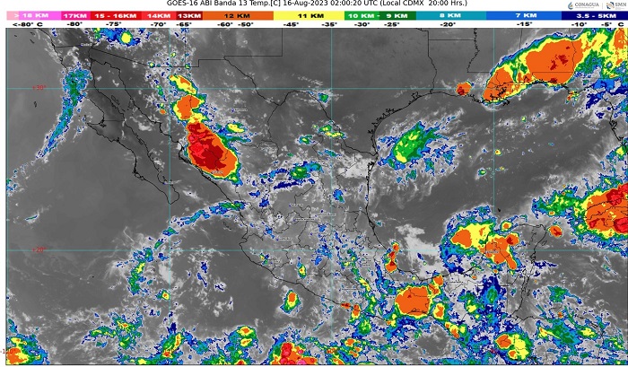 Podrían registrarse lluvias puntuales muy fuertes en algunos municipios de Colima, durante las próximas horas