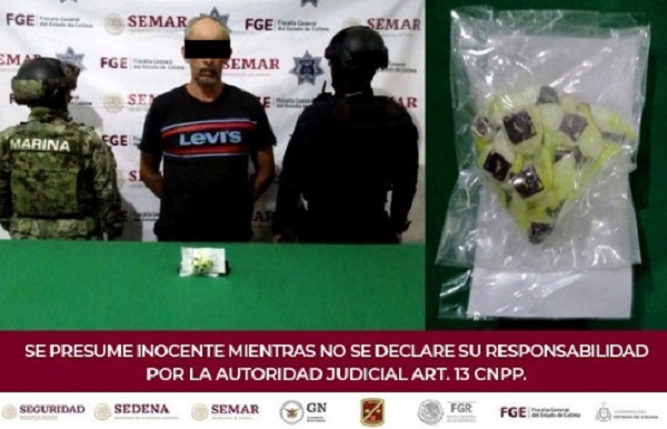 Policía Estatal Preventiva detiene en la ciudad de Colima a un hombre con droga