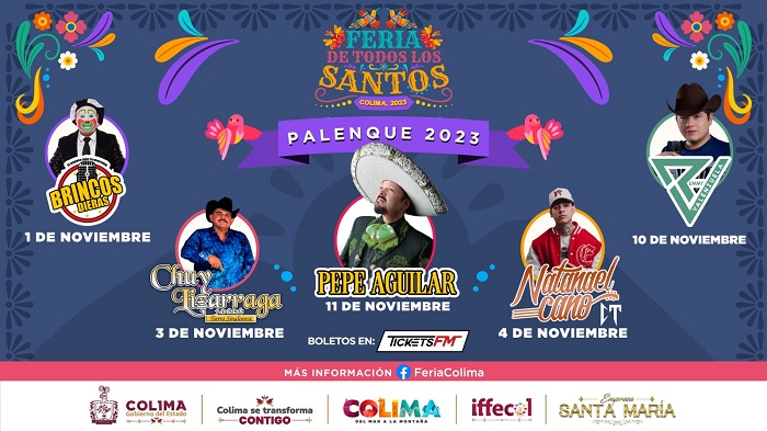 Pepe Aguilar, Chuy Lizárraga, Natanael Cano, Remmy Valenzuela y Brincos Dieras, en el Palenque Feria de Colima