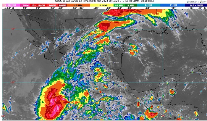 Ojo de la tormenta tropical Lidia se ubica al suroeste de Manzanillo