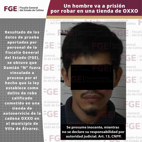 Un hombre va a prisión por robar en una tienda de OXXO