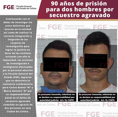 90 años de prisión para dos hombres por secuestro agravado