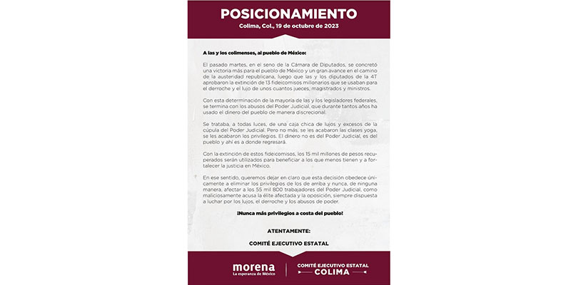 Victoria para el Pueblo, la extinción de fideicomisos millonarios: Morena