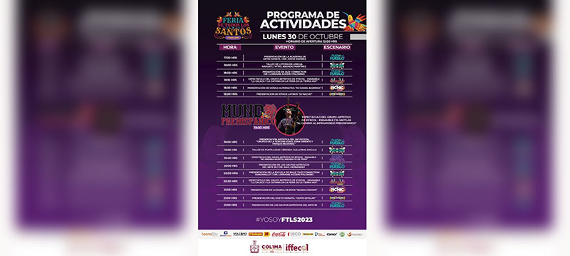 Variado programa de actividades para hoy lunes, en la Feria de Colima 2023