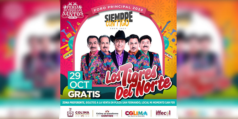 Hoy domingo, los Tigres del Norte en el segundo concierto gratuito en el Foro Principal de la Feria de Colima