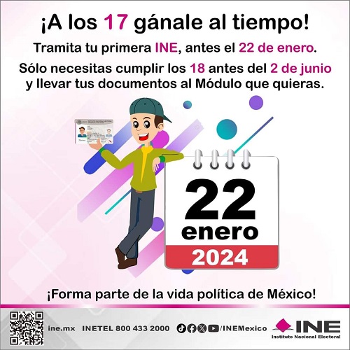 2 mil 593 jóvenes de 17 años han obtenido su credencial electoral de manera adelantada y estarán en condiciones de votar el 2 de junio de 2024