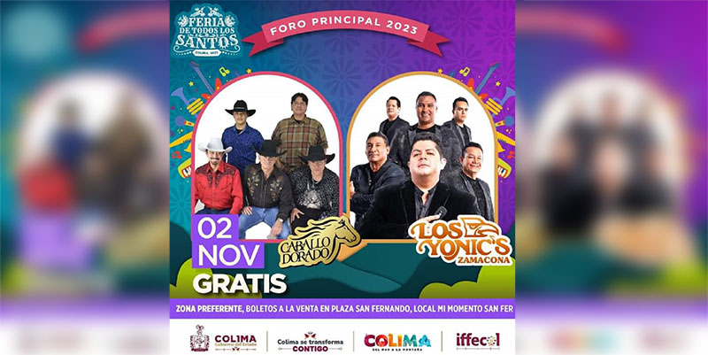 Hoy jueves, Caballo Dorado y Los Yonics en el tercer concierto gratuito, en la Feria de Colima