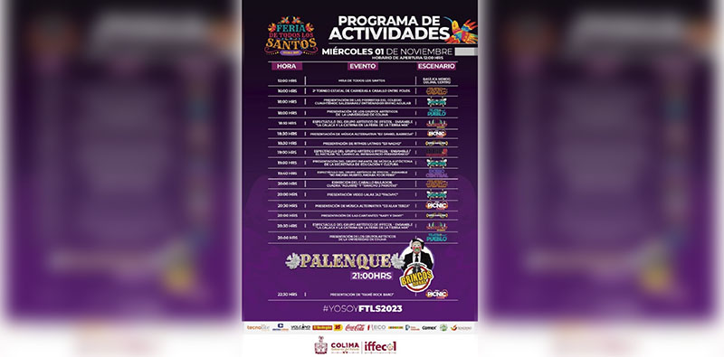 Atractiva cartelera de actividades hoy miércoles en la Feria de Colima