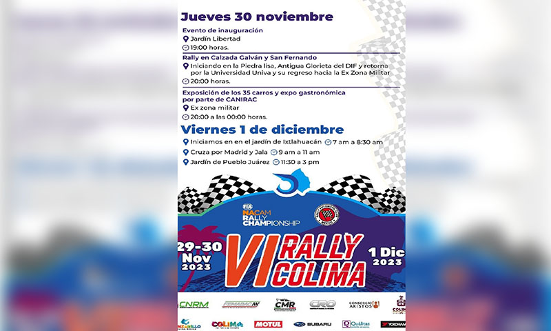 Colima, lista para recibir la VI Nacam Rally Championship 2023