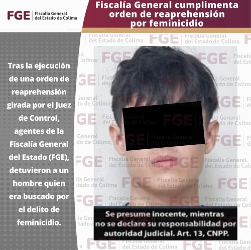 Fiscalía General cumplimenta orden de reaprehensión por feminicidio