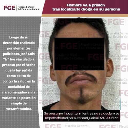 Hombre va a prisión tras localizarle droga en su persona