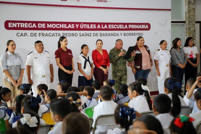 Gobernadora entregó ColiBecas Mochilas y Útiles a estudiantes de preescolar y primaria de Zona Naval