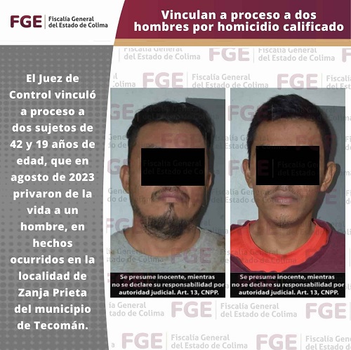 Vinculan a proceso a dos hombres por homicidio calificado