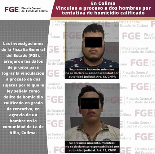 En Colima, vinculan a proceso a dos hombres por tentativa de homicidio calificado
