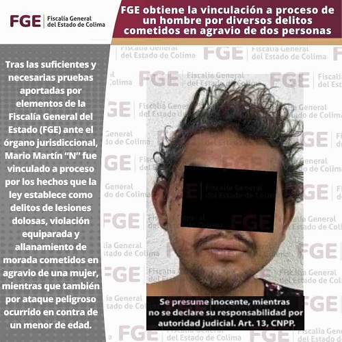 FGE obtiene la vinculación a proceso de un hombre por diversos delitos cometidos en agravio de dos personas