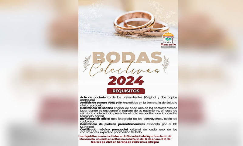 Ayuntamiento de Manzanillo prepara las tradicionales “Bodas Colectivas”