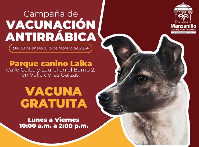 Activa Ayuntamiento de Manzanillo intensa campaña de vacunación antirrábica gratuita para perros y gatos