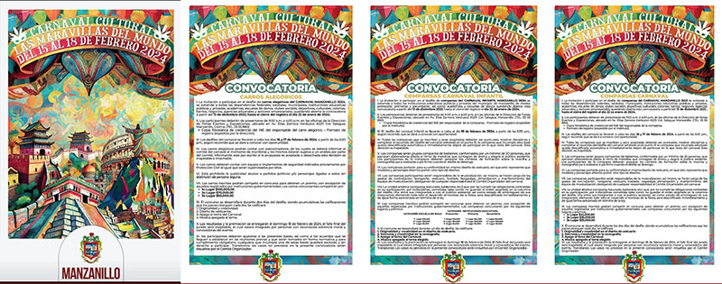 El Ayuntamiento de Manzanillo mantiene abiertas convocatorias para participar en el Carnaval 2024