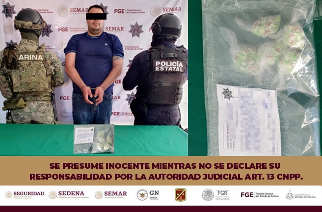 En Tecomán, SSP detienen a un hombre por presuntos delitos contra la salud