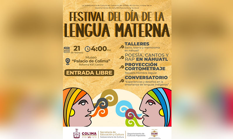 Cultura Colima invita al Festival de la Lengua Materna, este miércoles