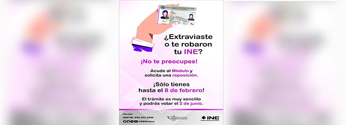 El 8 de febrero vence el plazo para solicitar la Reposición de la credencial para Votar por Robo o Extravío