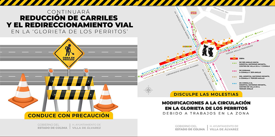 Reducción de carriles en la ‘Glorieta de Los Perritos’ se extenderá a la primera semana de mayo